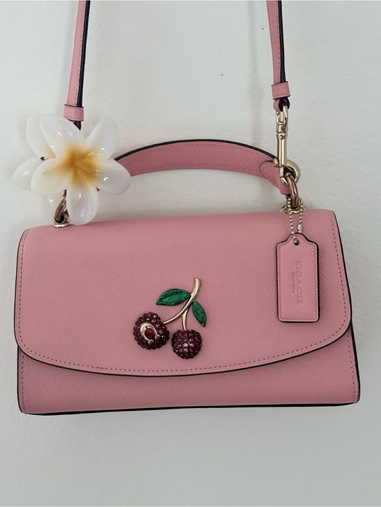 Coach Handbags - Coach Coral Pink Cherry Appliqué Top-Handle Satchel